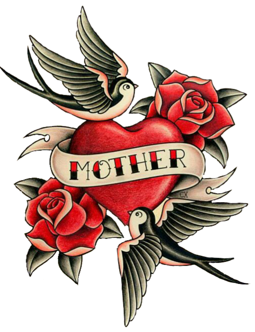 ColorfulTattoo heart love roses birds mother tattoo flo...