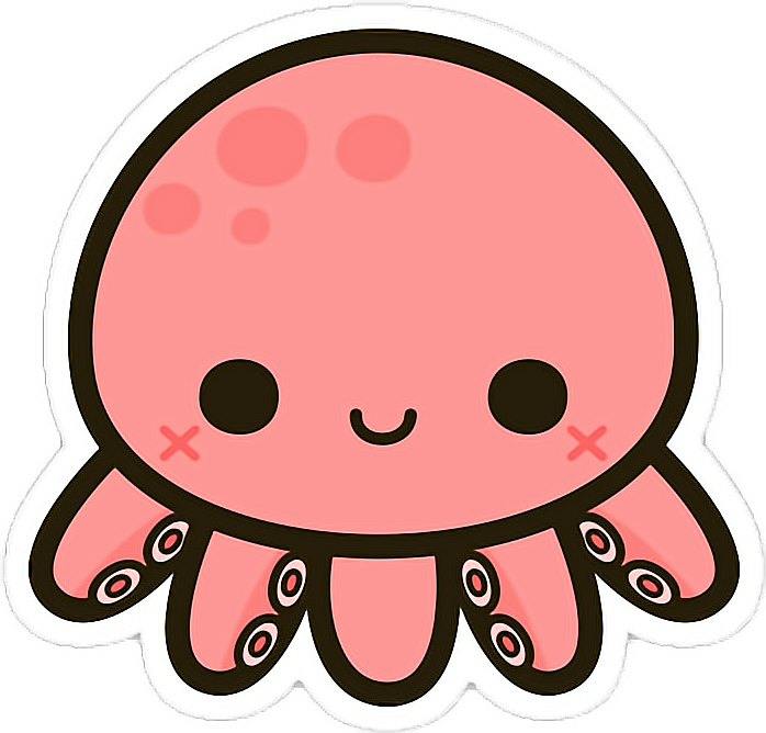 octopus cute tentacles pink kawaii smile animal nature...