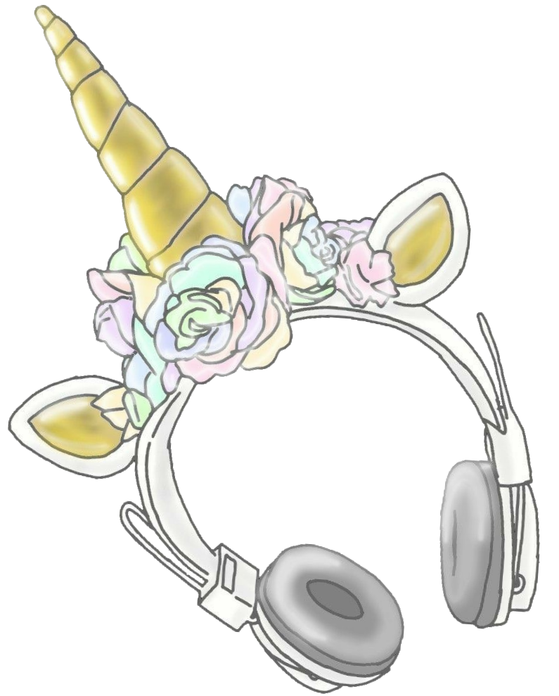 unicorn headphones rose crown flower flowercrown gold...