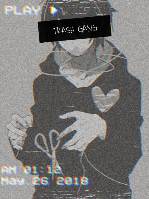 freetoedit trap trashgang sad boy anime vhs play...