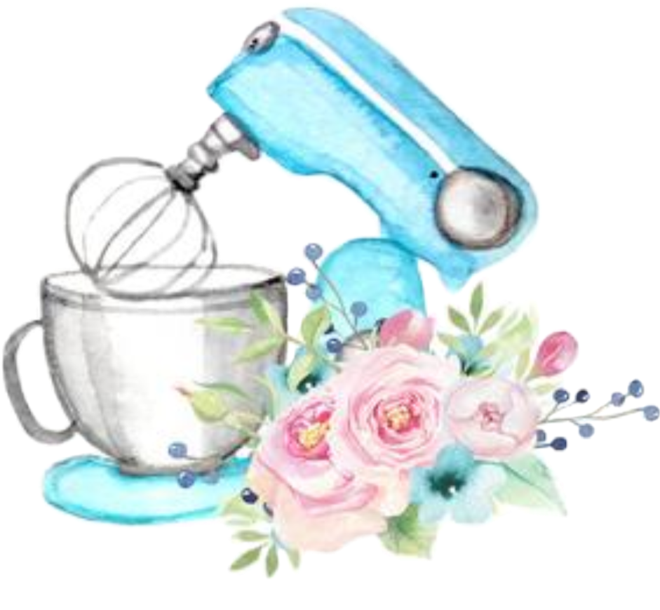 watercolor mixer flowers baking cooking appliance teal...
