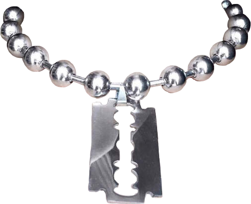 metal razor silver chain necklace edgy egirl goth aesth...