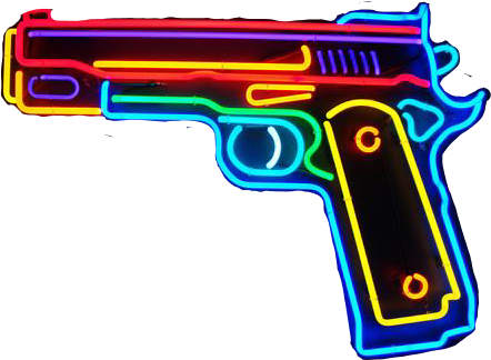 gun neon neonlights retro aesthetic rainbow colorful...