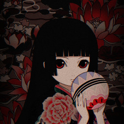 jigokushoujo enmaai enma ai flowers temari terror halloween redaesthetic darkwallpaper darkaesthetic phonewallpaper anime animebackground freetoedit