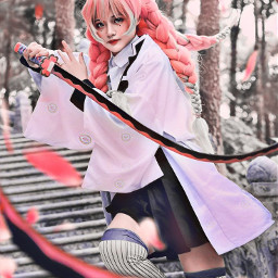 animegirl cosplayer cosplaygirl cosplay demonslayer nature kimetsu_no_yaiba kimetsunoyaiba mitsuri mitsurikanroji freetoedit