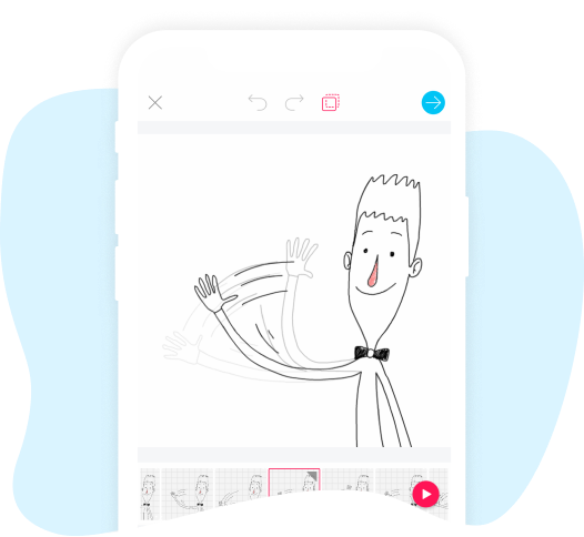 image of a drawn boy with black bow waving