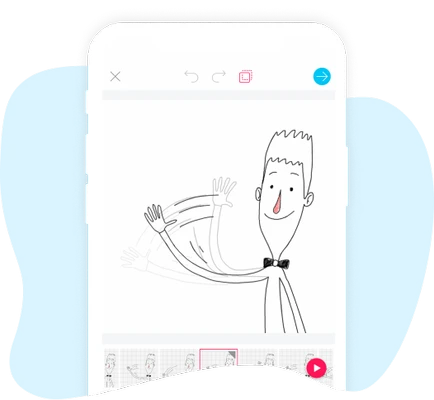 image of a drawn boy with black bow waving