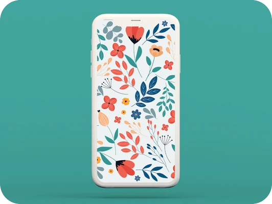 colorful phone case on a green background