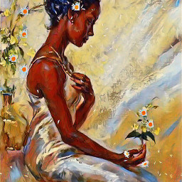 africanamericanwoman blackwoman garden flowers freetoedit srcchamomilerain chamomilerain