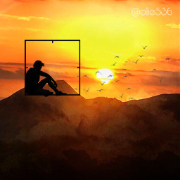 remixit sunset lonely mountains sun orange yellow black person alone camerafocus sky people interesting floating flying clouds beautiful boy sunrise sunsetsilhouette sunrisesilhouette silhouette gorgeous freetoedit