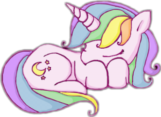 cute unicorn rainbow sleeping moon freetoedit