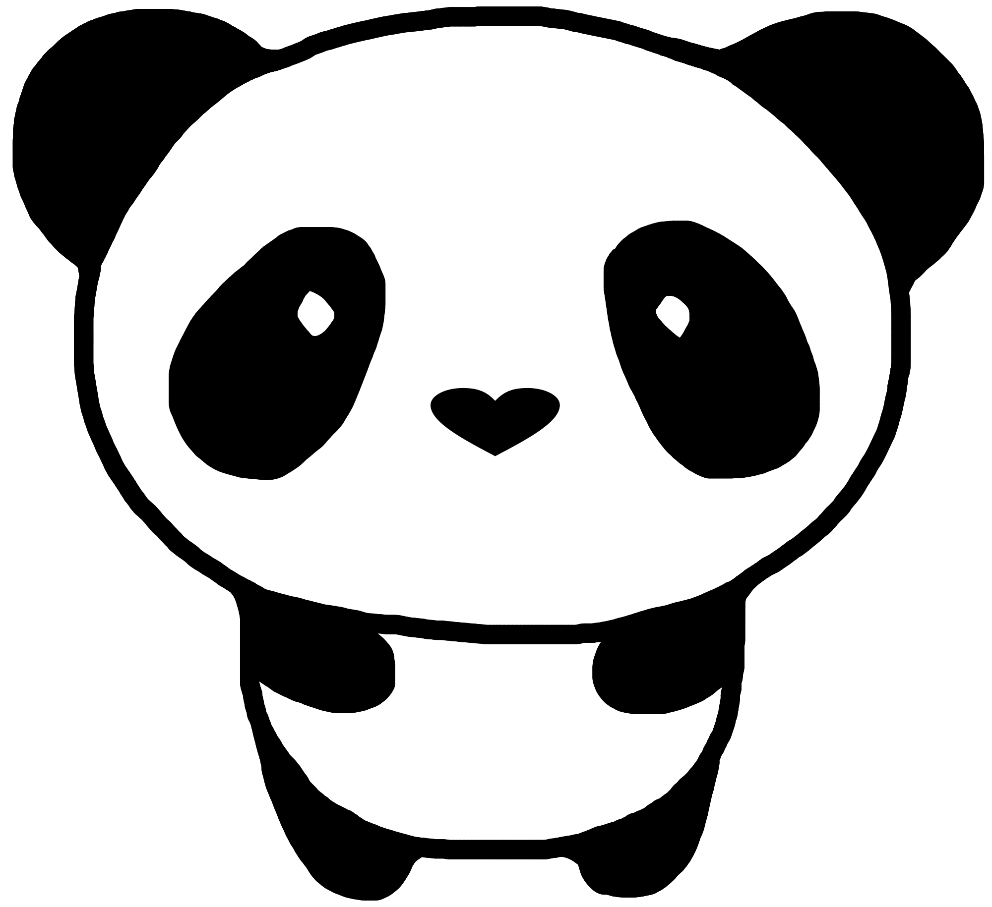 Panda Cute Blackandwhite Heart Kawaii Sticker By Migrvine