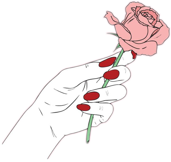 hand red rose interesting art sticker by @lady_white