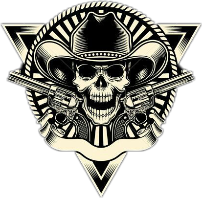 caveira guns revolver skullface sticker by @igorfelsen