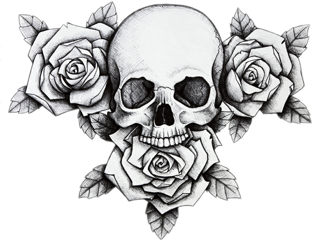 skull flower rose dead - Sticker by Eln