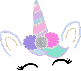 unicorn ears flowers crown mask pastels glitter