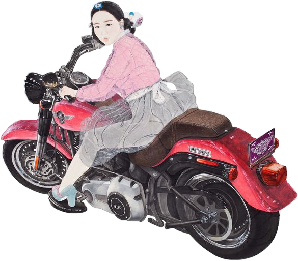 Girl Koreangirl Motorcycle Sticker By Sylvina3