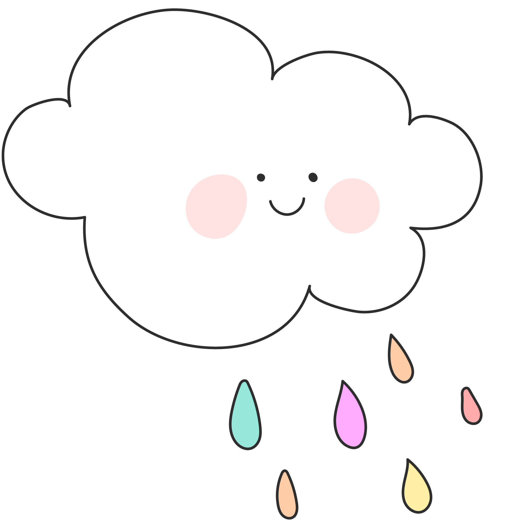 cloud raindrops colorful rainy cartoon sky raindrops...