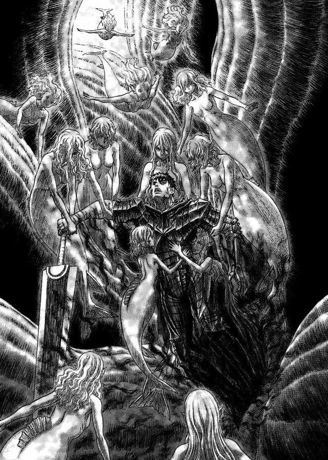 art illustration manga berserk guts dark monsters swall 