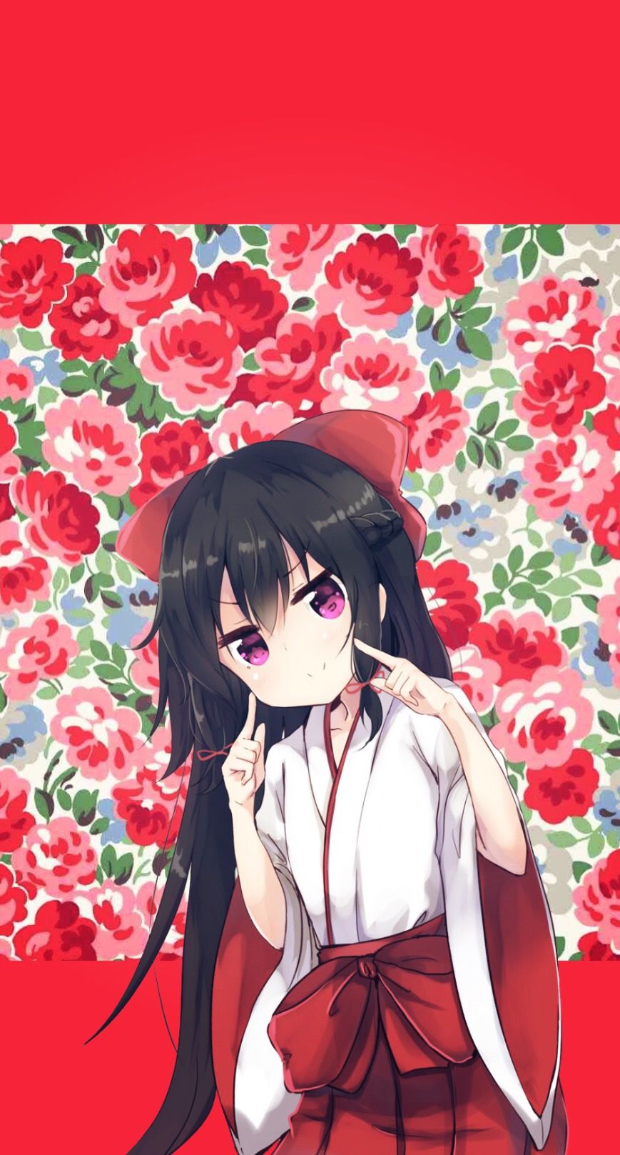 Anime Animegirl Animewallpaper Girl Kimono Red Flowers