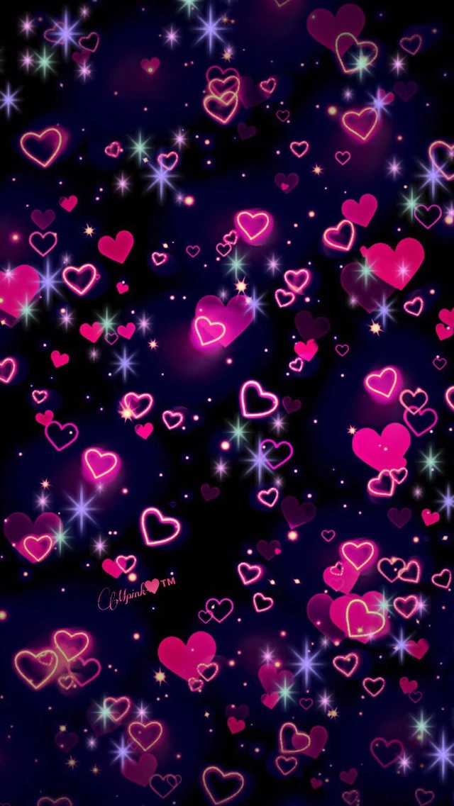 Pattern Hearts Neon Bokeh Bling Image By Mpink