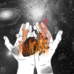 freetoedit fire hand heart galaxy