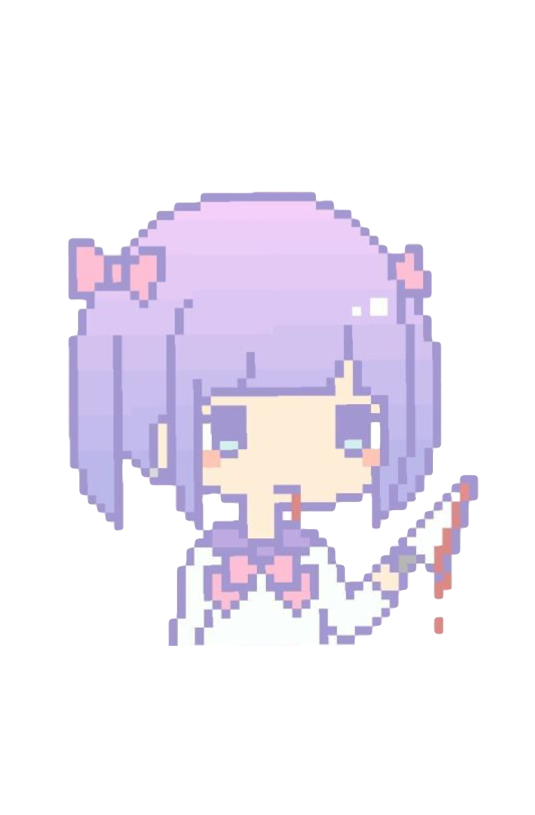 cute yandere kawaii purplehair pastelhair pixel girl...
