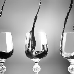 wine trio splash drop blackandwhite