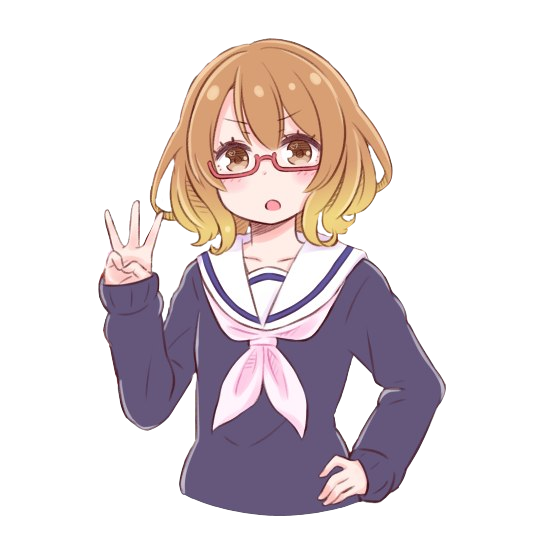 Chibi Anime Girl With Brown Hair And Glasses