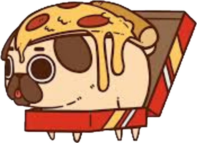 pug love pizza freetoedit sticker by camistrangerthings