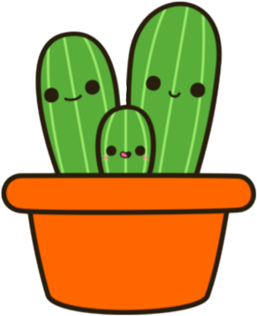 cactus planta marron verde kawaii familia random lol...