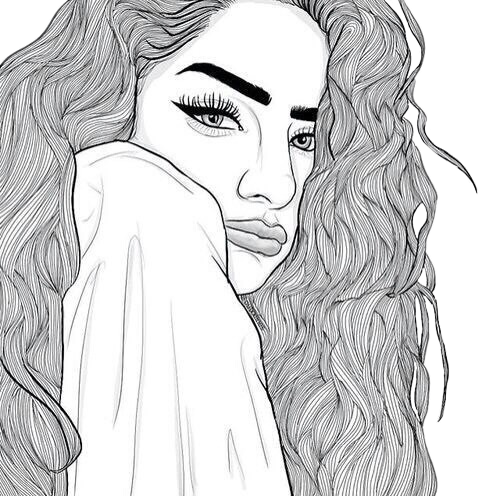 Girl Curly Curlyhair Eyes Lips Blackandwhite Drawing