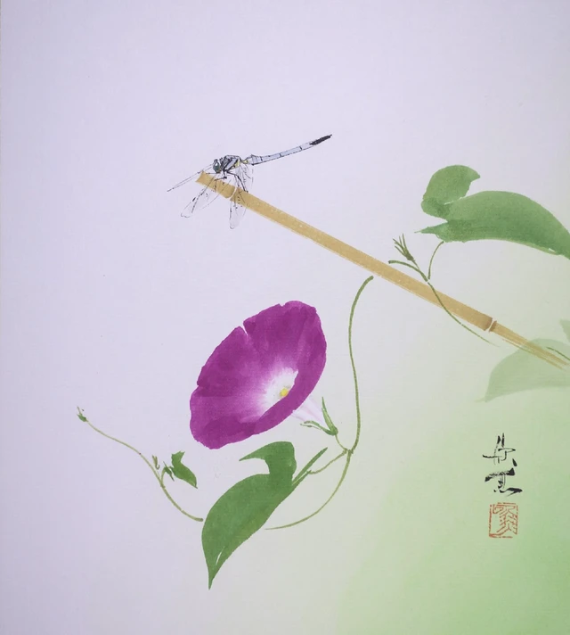 Art 日本画 Dragonfly 朝顔とトンボ Drawing Image By ちゃうって Art 日本画 Dragonfly 朝顔とトンボ Drawing Image By ちゃうって
