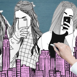 freetoedit city selfie girl drawing
