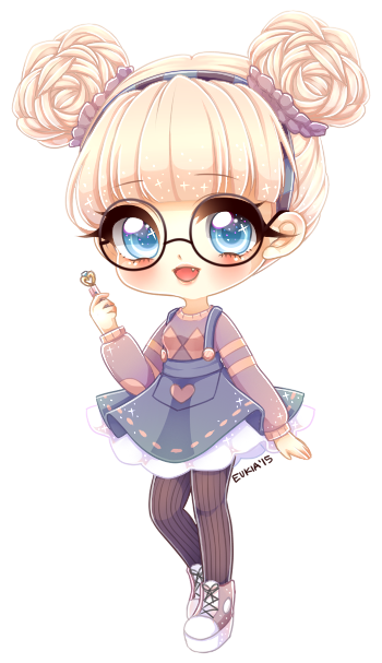 chibi kawaii cute anime girl blonde glasses lolita 