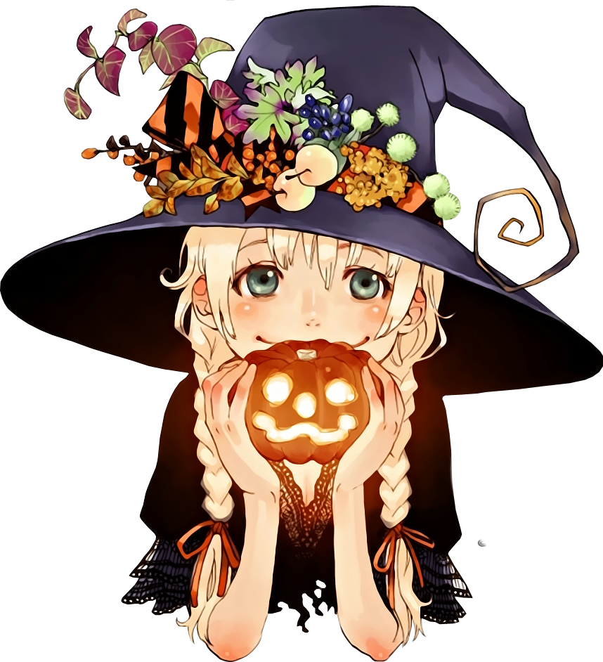 Anime Manga Girl Cute Kawaii Halloween Witch Smile Pump