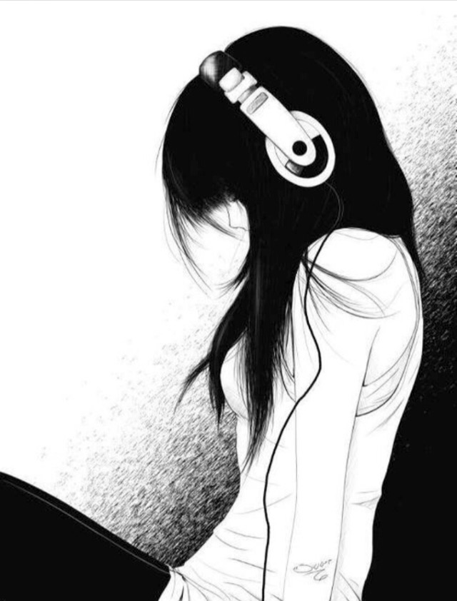 Anime Girl Sad Listening To Music gambar ke 8