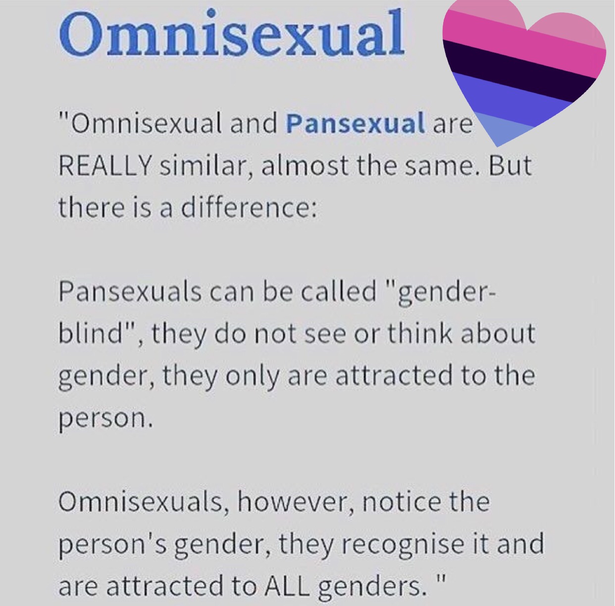 Omnisexual Vs Pansexual 💗🖤💙 💗💛💙 Omnise