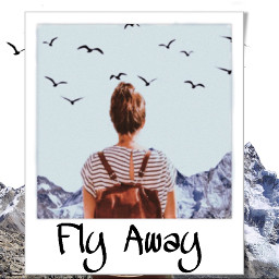 freetoedit mountains girl poloroid art sky birds picture flyaway amazing premium