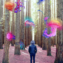 freetoedit forest jellyfish madewithpicsart inspiration