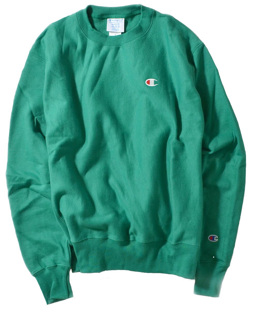 champion green crew neck sweater