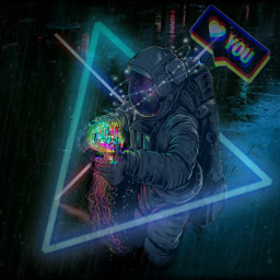 triangle neon love you spaceman freetoedit