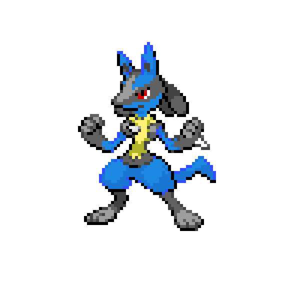 lucario pokemon blue pixel sprite sticker by @toothdecay