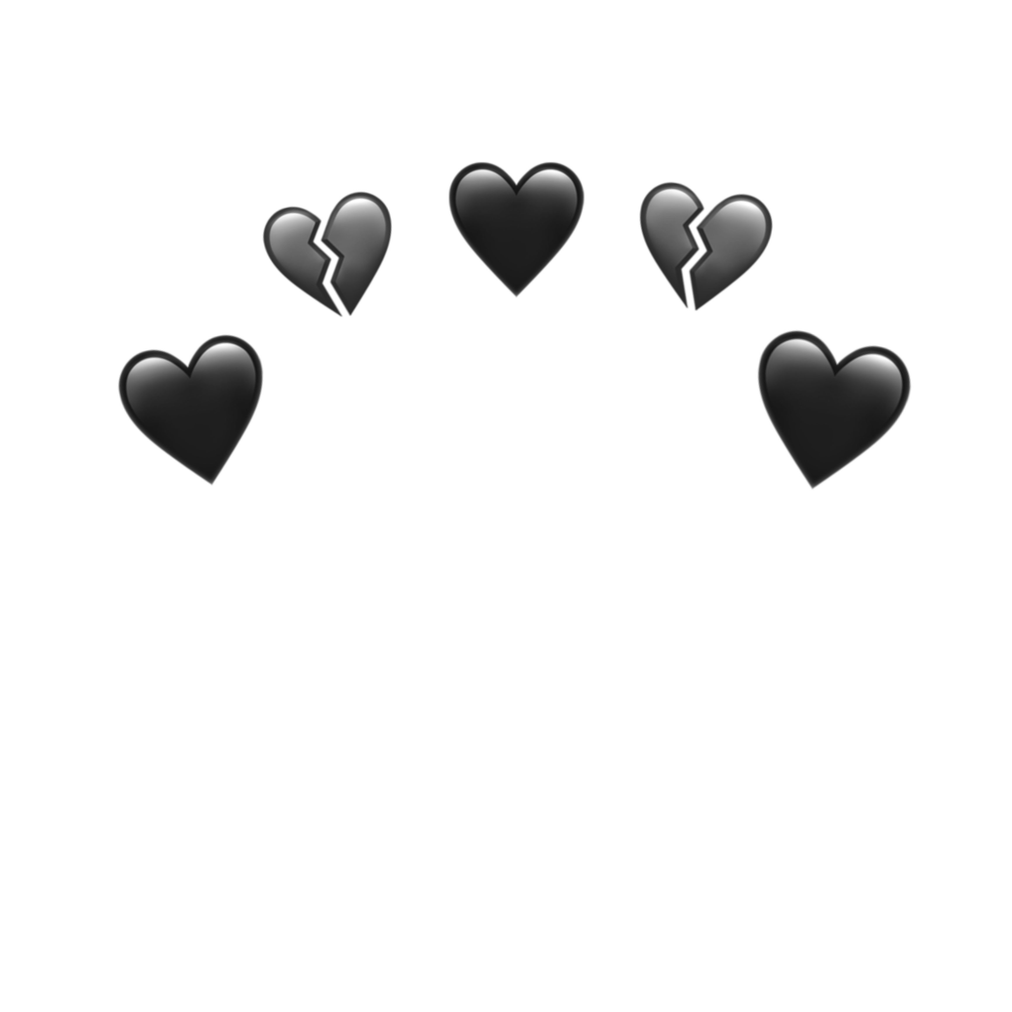 black gray emoji hearts crown sticker by @satanicbarbie