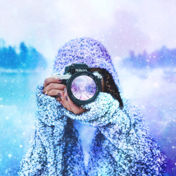 freetoedit girl camera frost cold