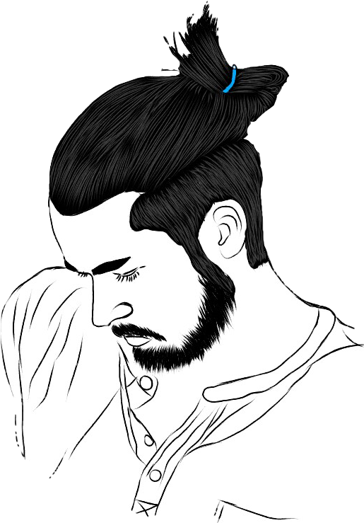 Man Boy Guy Longhair Drawing Art Manbun