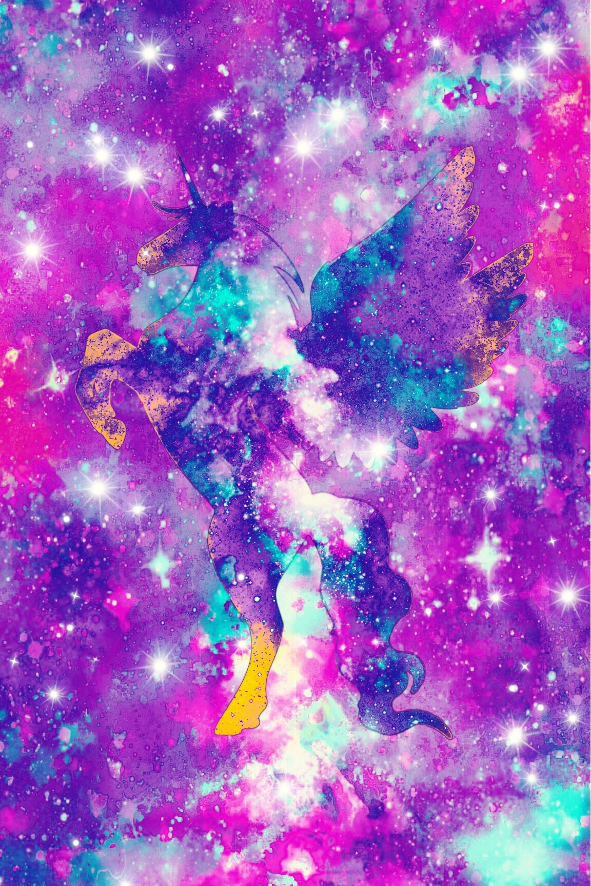 freetoedit glitter galaxy unicorn stars image by @misspink88.