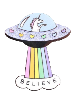 unicorn believe spaceship rainbow sticker freetoedit