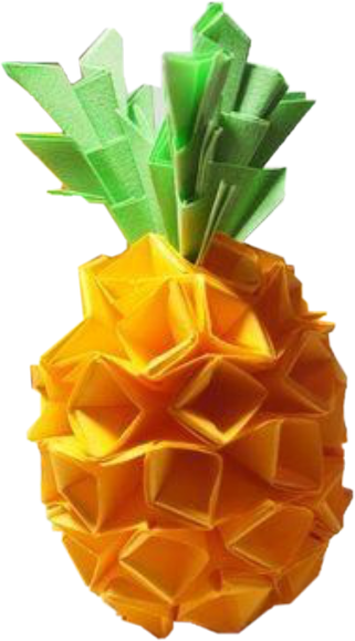 Origami Pineapple Summer Paper Fold Yellow Green Sweet