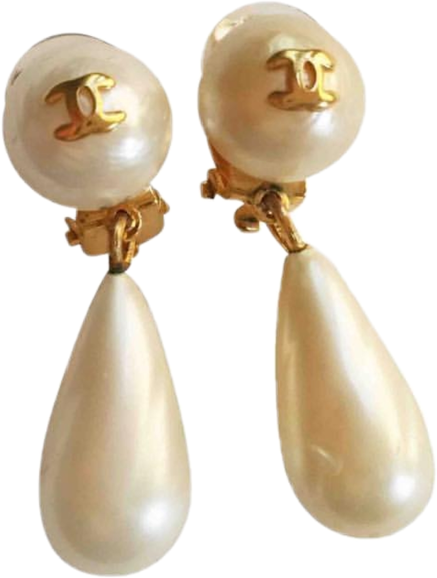 chanel jewerly pearl earrings gold filler pngs png...